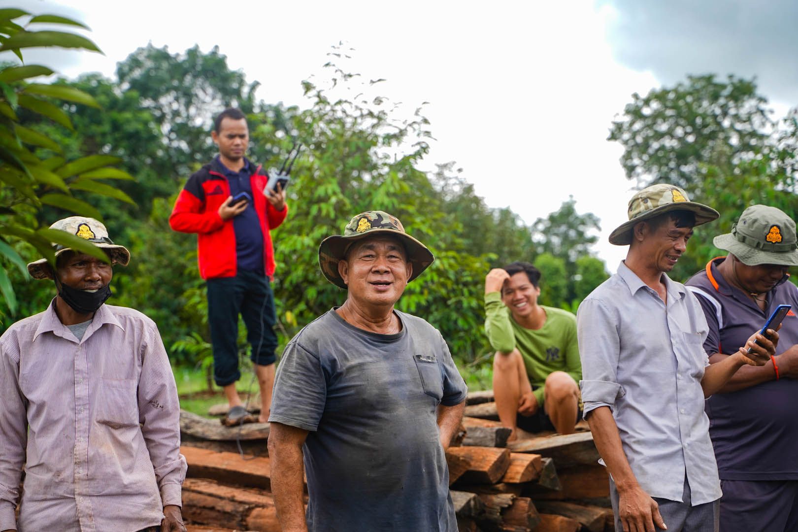 Mab and his workers together with drone pilot from XAG local partner in Cambodia