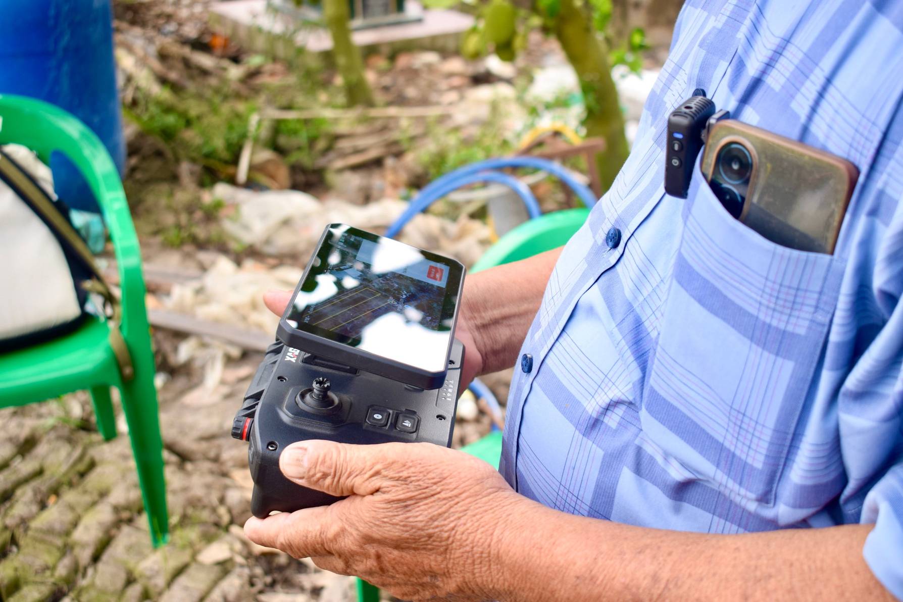 he manages every aspect of pesticide spraying with only a few taps on the screen