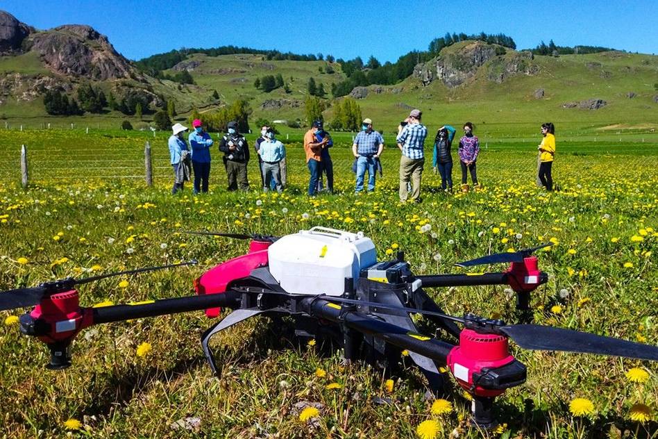 The XAG P Series Agricultural drone ready for grass spreading experiment