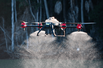Atomisation spraying effect of XAG agricultural drone